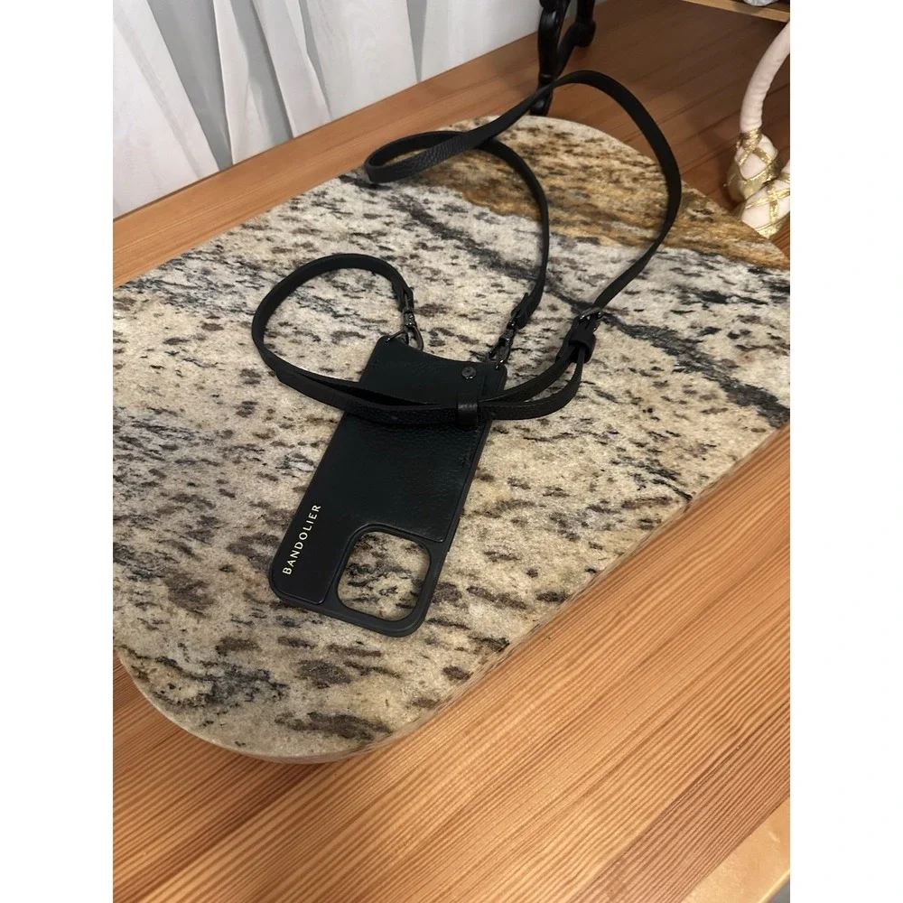 Bandolier Black Crossbody Phone Case w/ Strap, Logo Finish, Strap Included